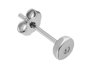 F color 0.03 carat diamond men's earring in 333 8 K white gold