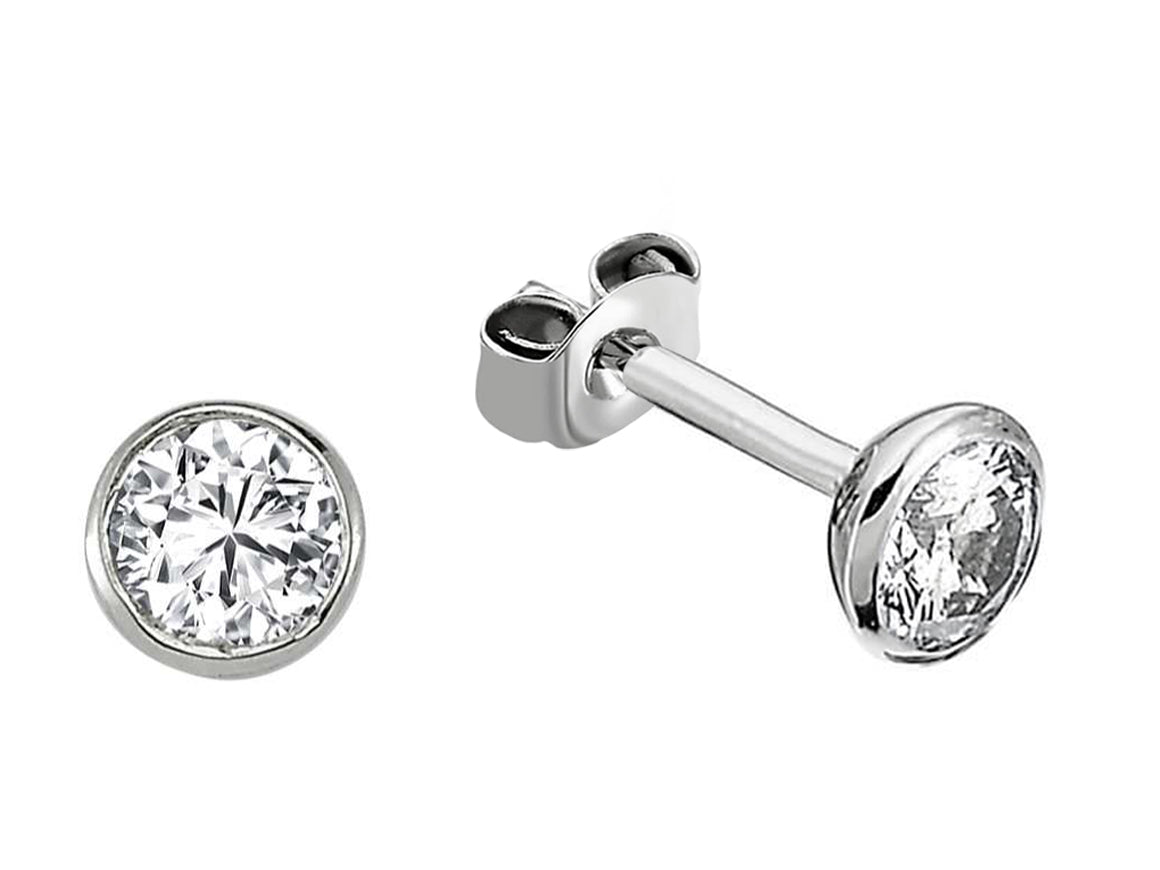 F color 0.25 carat diamond stud earrings in 14K white gold