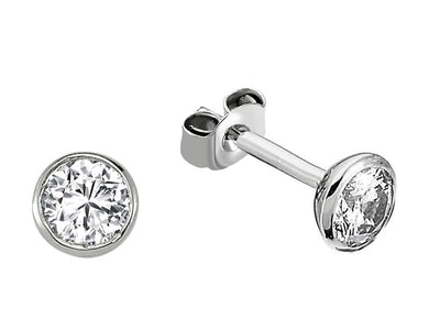 F color 0.25 carat diamond stud earrings in 14K white gold