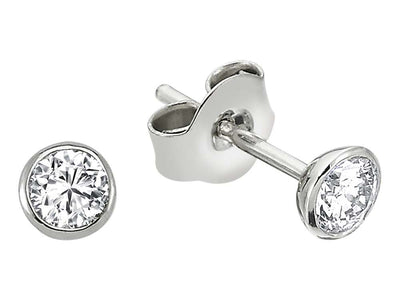 0.38 carat diamond solitaire stud earrings in 14 K white gold