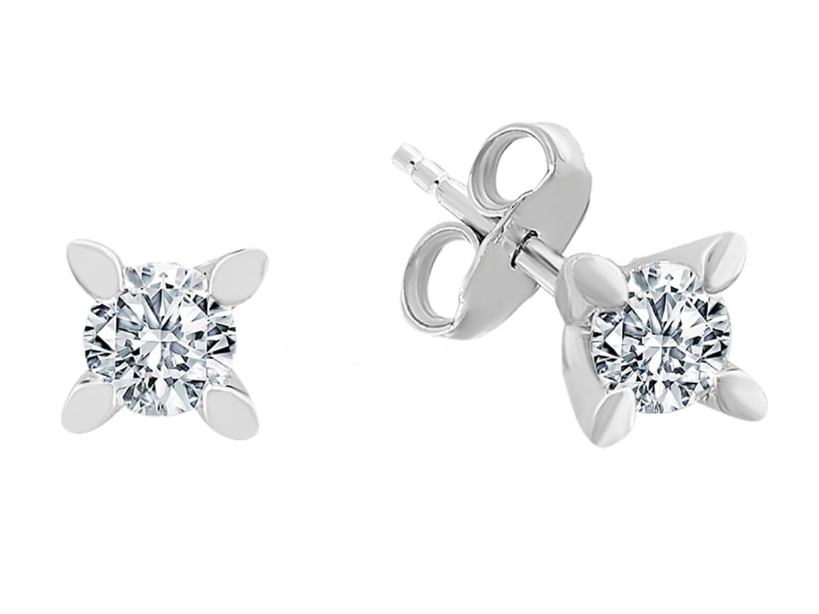 0.56 carat brilliant diamond stud earrings in 14K white gold