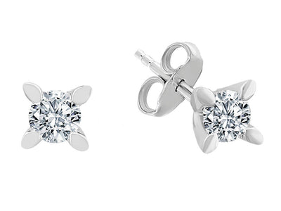 0.56 carat brilliant diamond stud earrings in 14K white gold