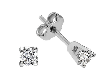 0.19 carat diamond solitaire stud earrings in 14K