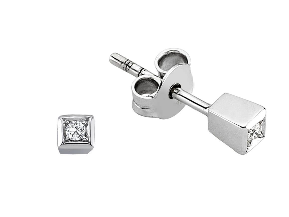 0,03 Karat Diamant Solitär Ohrringe - handgefertigter Diamantschmuck aus Feingold | Sirius Diamant