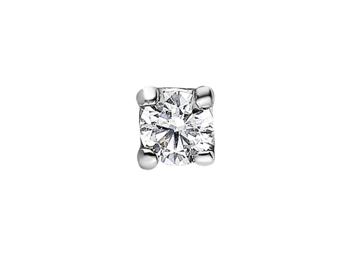 0.10 carat diamond men's earring in 585 14 K white gold