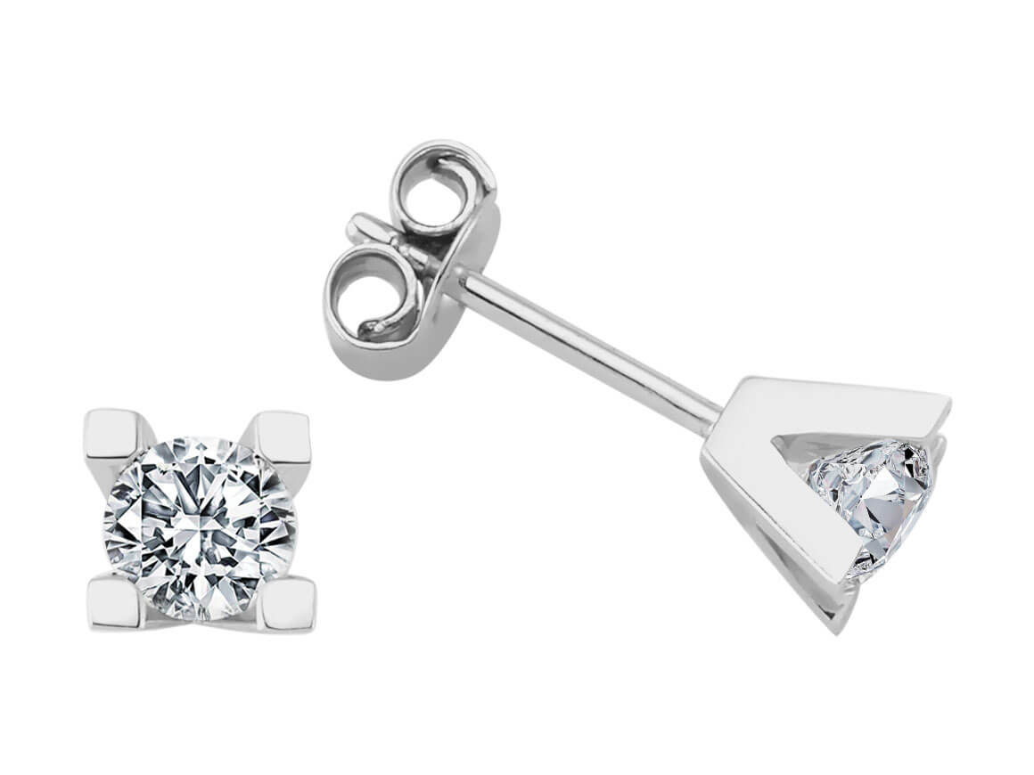 1.02 carat solitaire stud earrings in 18 K