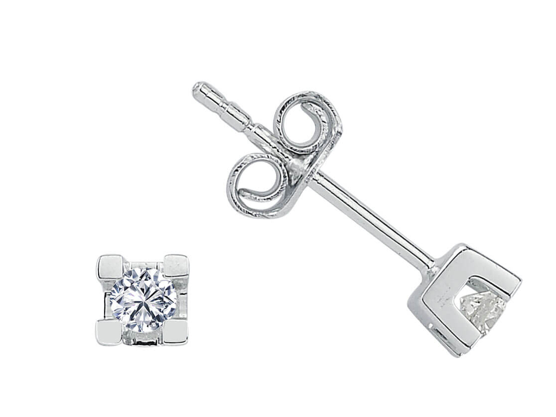 F Farbe 0,21 Carat Solitär Ohrringe - handgefertigter Diamantschmuck aus Feingold | Sirius Diamant