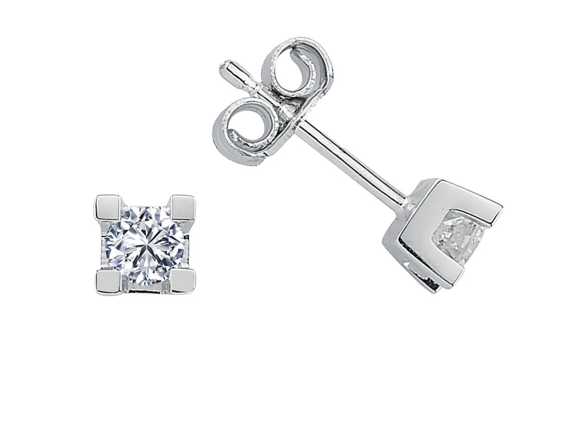F Color 0.30 Carat Solitaire Stud Earrings