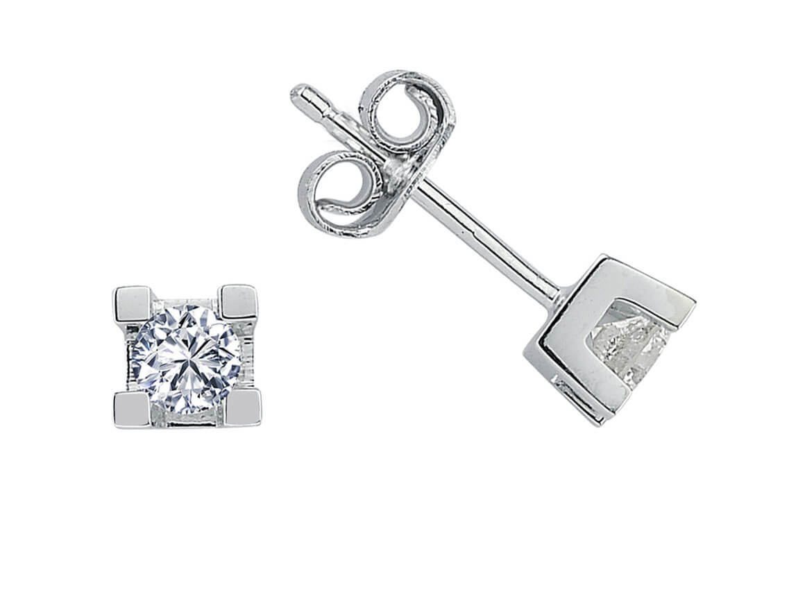 F Color 0.38 Carat Solitaire Stud Earrings