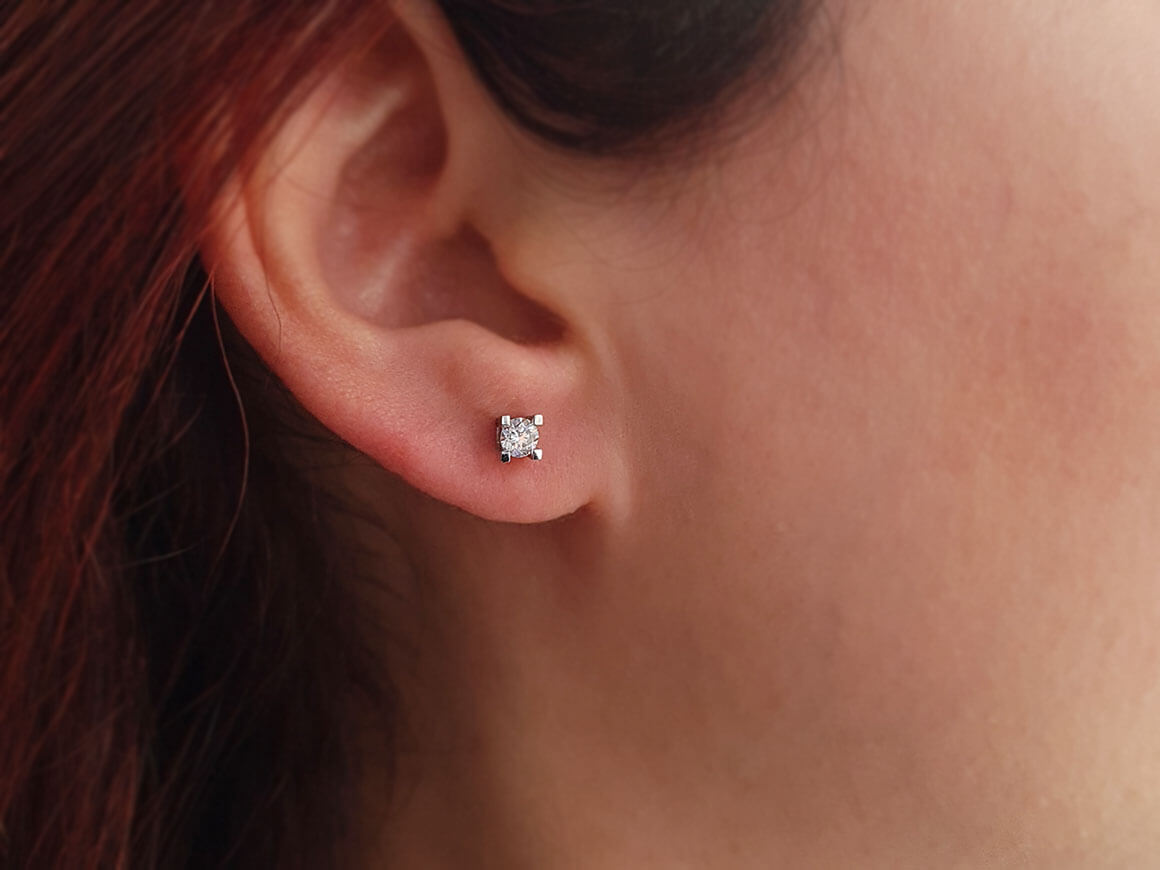0,40 Karat Diamant Solitär Ohrringe - handgefertigter Diamantschmuck aus Feingold | Sirius Diamant