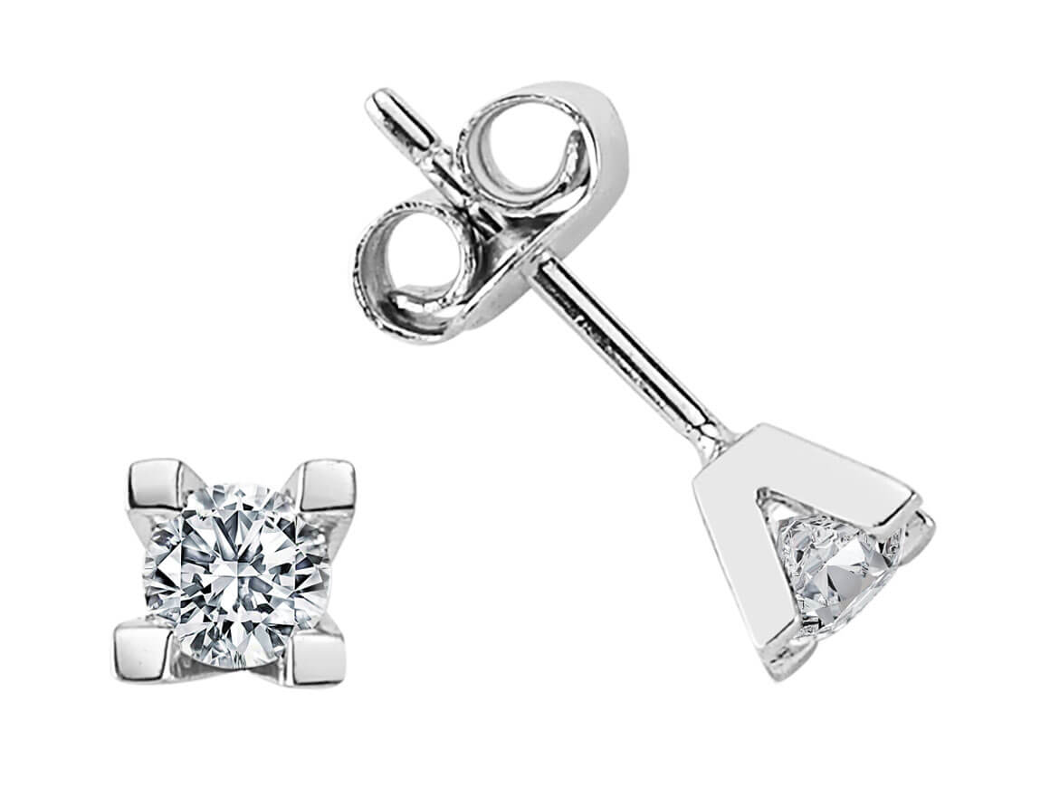 0,41 Karat Diamant Solitär Ohrringe - handgefertigter Diamantschmuck aus Feingold | Sirius Diamant