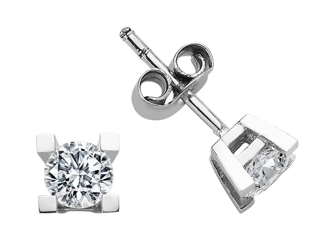 0,76 Karat Diamant Solitär Ohrringe - handgefertigter Diamantschmuck aus Feingold | Sirius Diamant