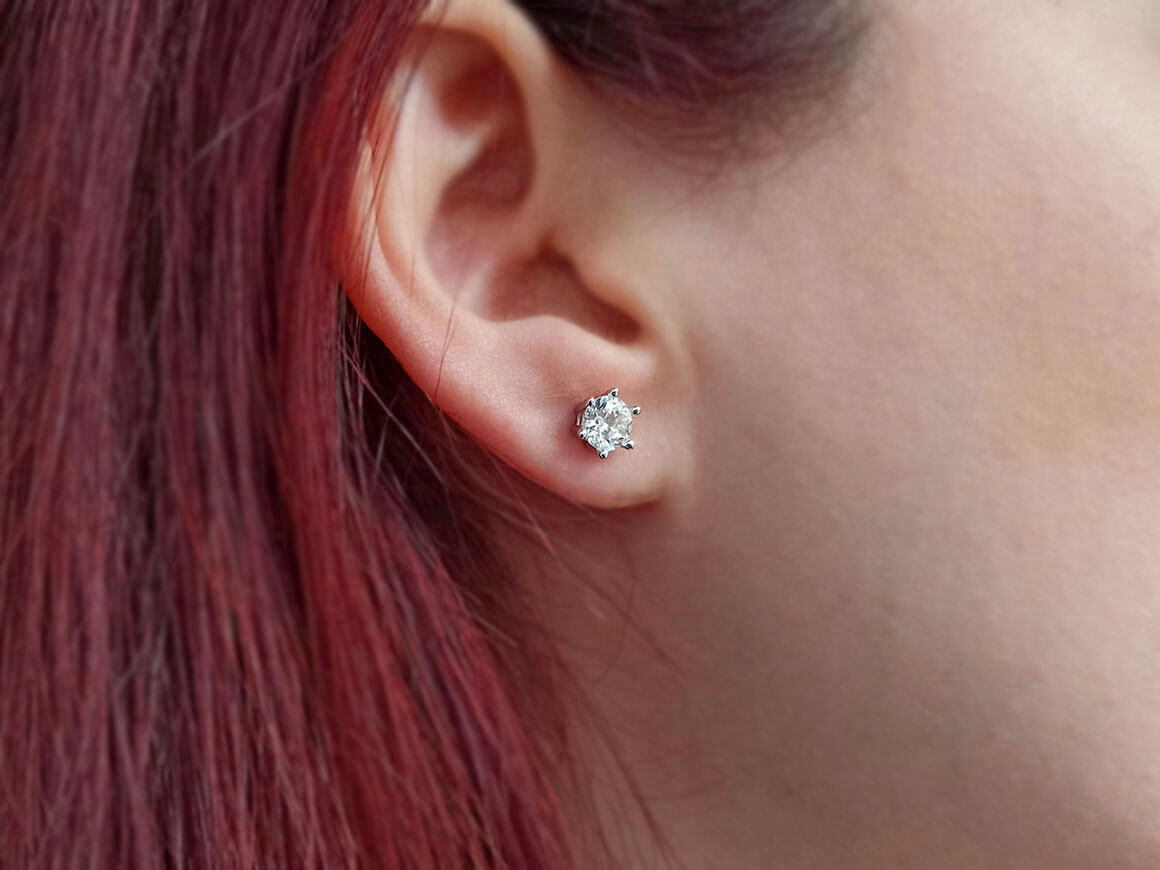 1.40 Carat Diamond Solitaire Earrings in 14 K White Gold