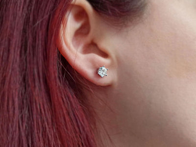 1.40 Carat Diamond Solitaire Earrings in 14 K White Gold