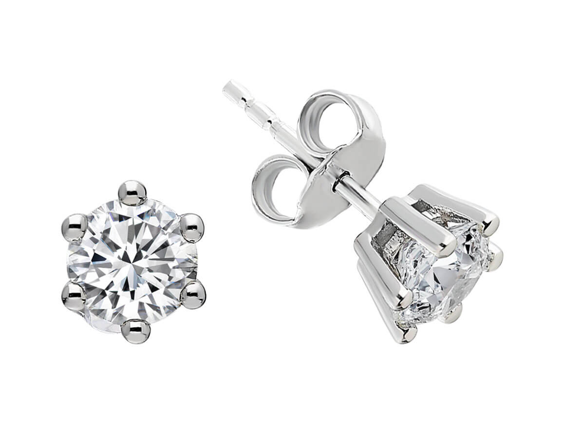 1.40 Carat Diamond Solitaire Earrings in 14 K White Gold