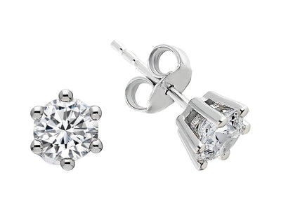 1.40 Carat Diamond Solitaire Earrings in 14 K White Gold