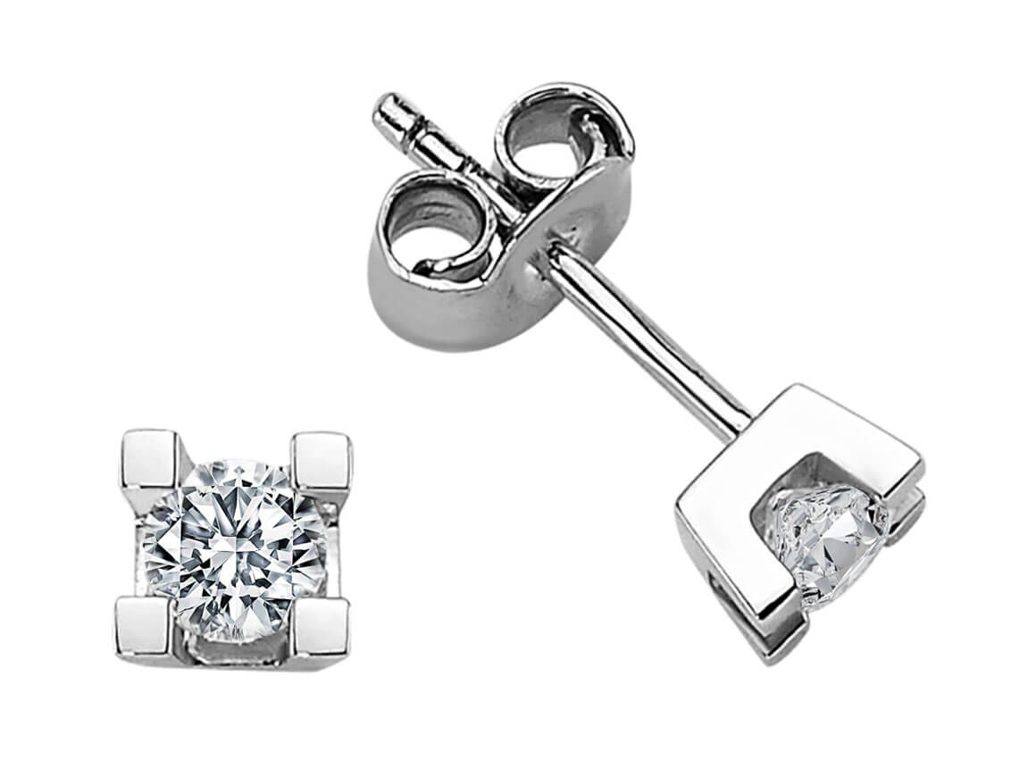 G Farbe 0,46 Karat Diamant Solitär Ohrringe - handgefertigter Diamantschmuck aus Feingold | Sirius Diamant