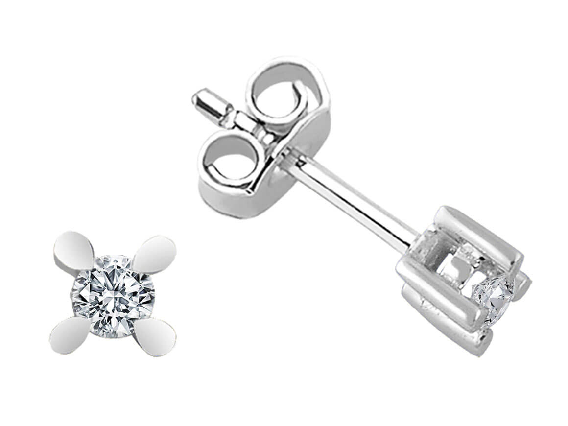 0,10 Carat Diamant Solitaire Ohrstecker - handgefertigter Diamantschmuck aus Feingold | Sirius Diamant