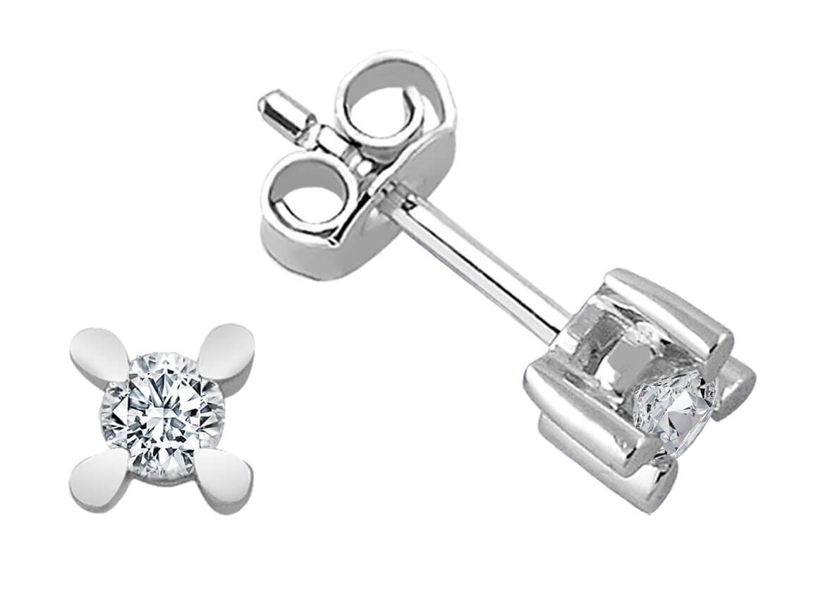 0,20 Carat Diamant Solitaire Ohrstecker - handgefertigter Diamantschmuck aus Feingold | Sirius Diamant