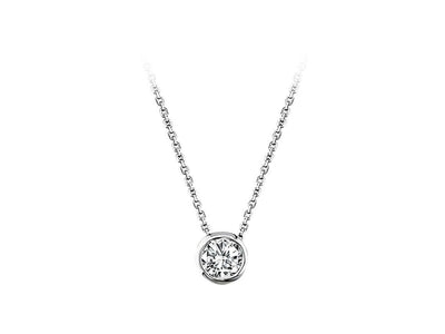 0.12 carat diamond solitaire necklace in 14 K white gold