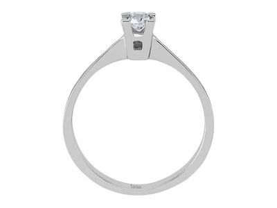 0.14 carat diamond solitaire ring in 18K white gold