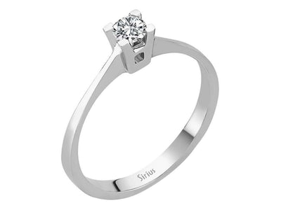 0.14 carat diamond solitaire ring in 18K white gold