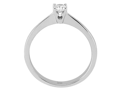 0.18 carat diamond solitaire ring in 14K white gold