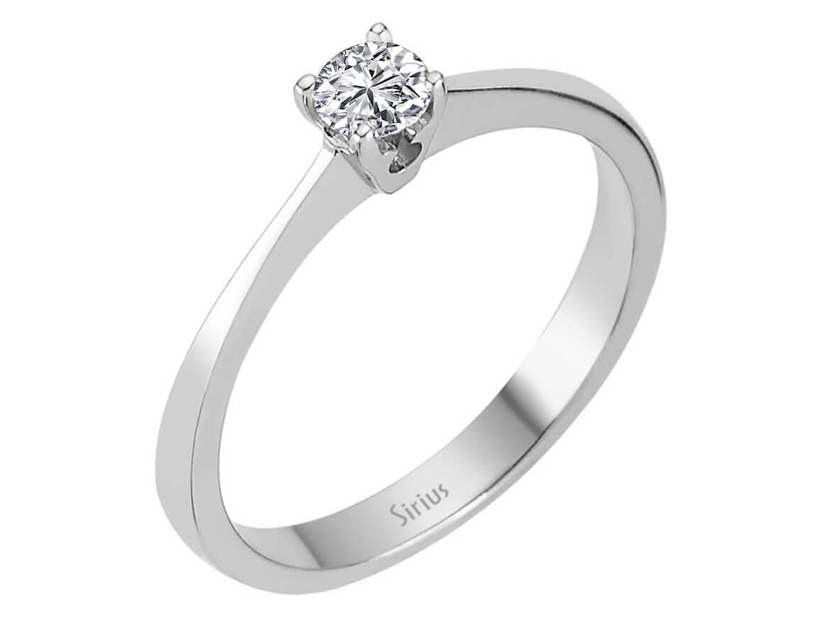 0,18 Karat Diamant Solitär Ring in 585er 14 K Weißgold – handgefertigter Diamantschmuck aus Feingold | Sirius Diamant