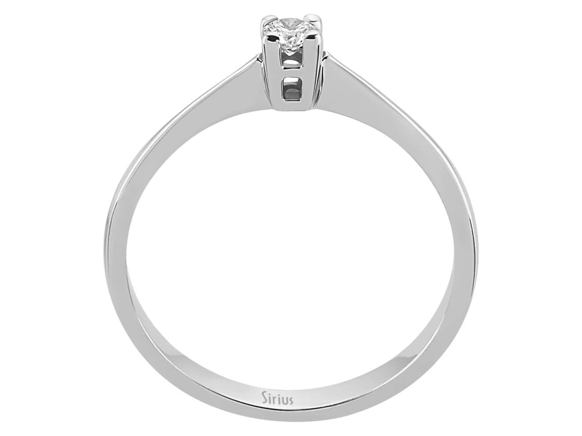 0,10 Karat Diamant Solitär Ring in 585er 14 K Weißgold - handgefertigter Diamantschmuck aus Feingold | Sirius Diamant