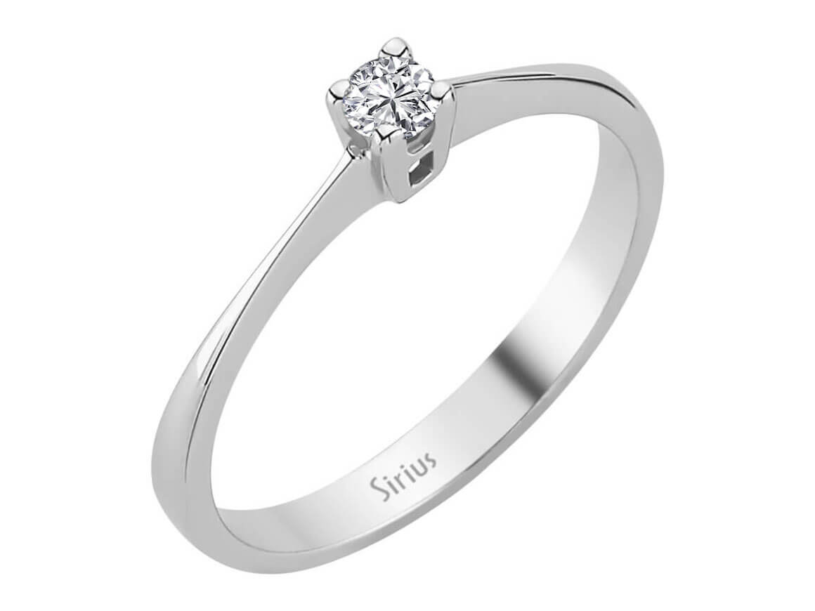 0.10 carat diamond solitaire ring in 14K white gold