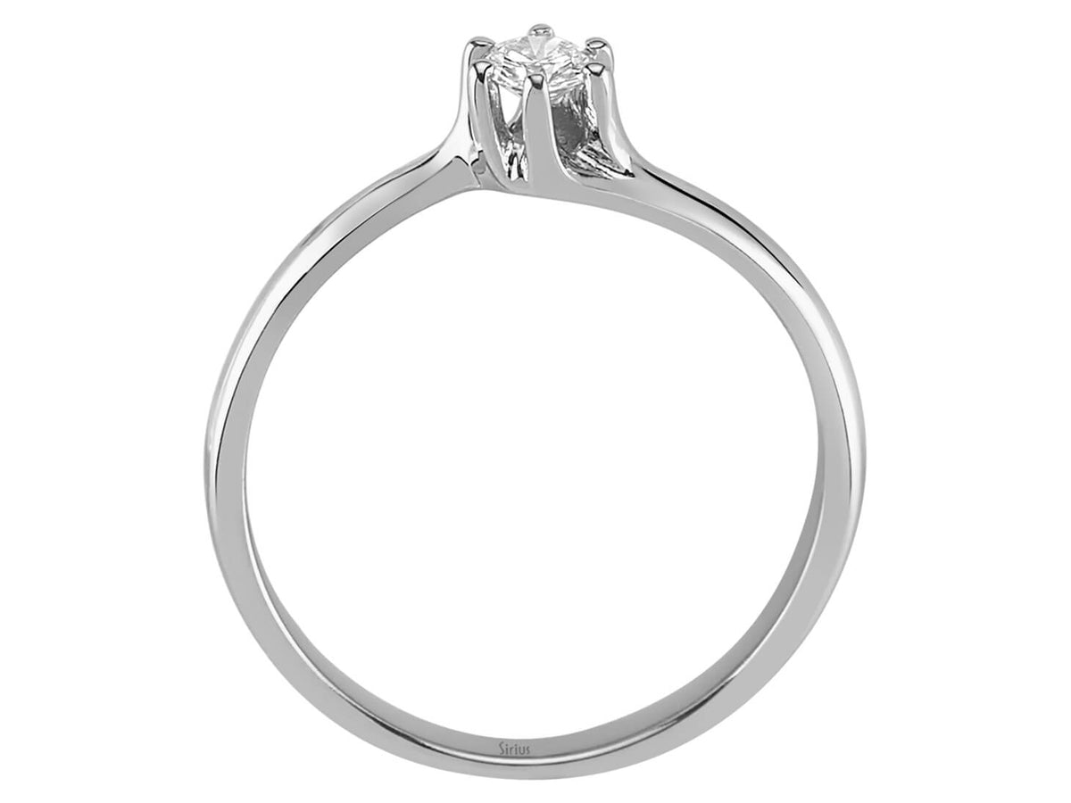 0,13 Carat Diamant Solitär Ring in 18 Karat Weissgold - handgefertigter Diamantschmuck aus Feingold | Sirius Diamant