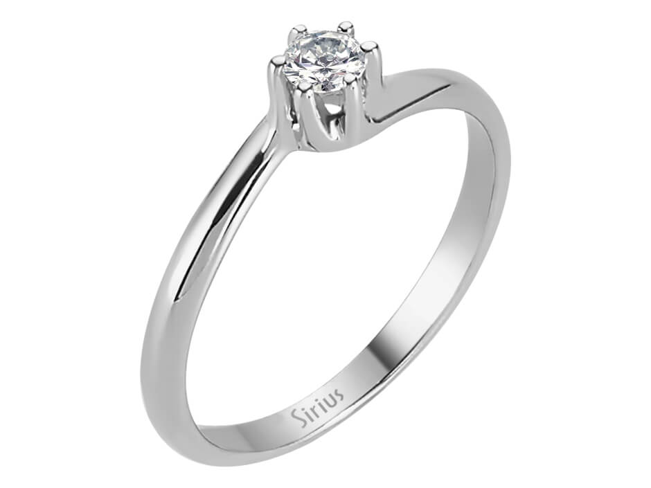 0,13 Carat Diamant Solitär Ring in 18 Karat Weissgold - handgefertigter Diamantschmuck aus Feingold | Sirius Diamant