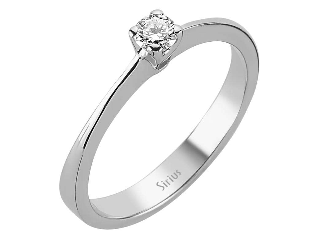 0,14 Carat Diamant Solitaire Ring in 585er 14 K Weissgold - handgefertigter Diamantschmuck aus Feingold | Sirius Diamant