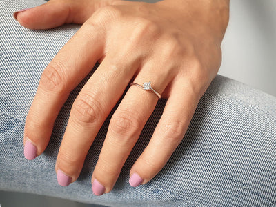 0.24 carat diamond solitaire ring in 14K white gold