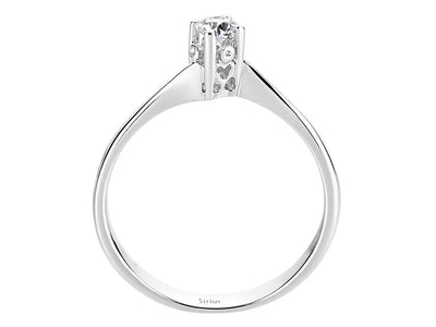 0.14 carat diamond solitaire ring in 18 K white gold