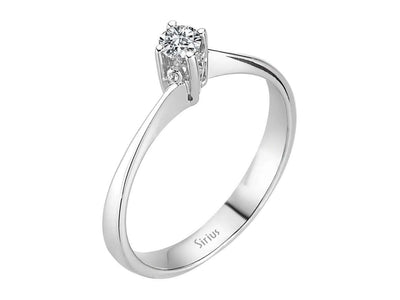 0.14 carat diamond solitaire ring in 18 K white gold