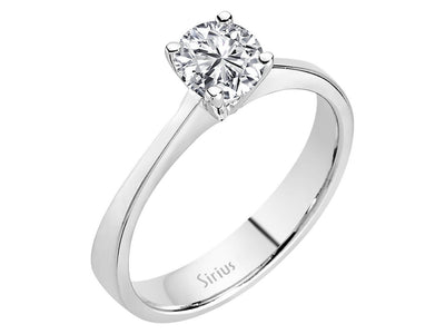 0.71 carat diamond solitaire ring in 14 K white gold