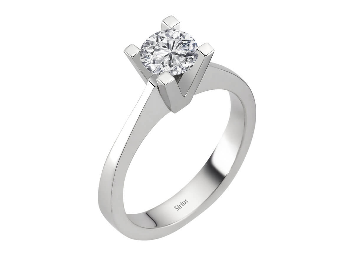0,70 Carat Diamant Solitär Ring in 585er 14K Weißgold - handgefertigter Diamantschmuck aus Feingold | Sirius Diamant
