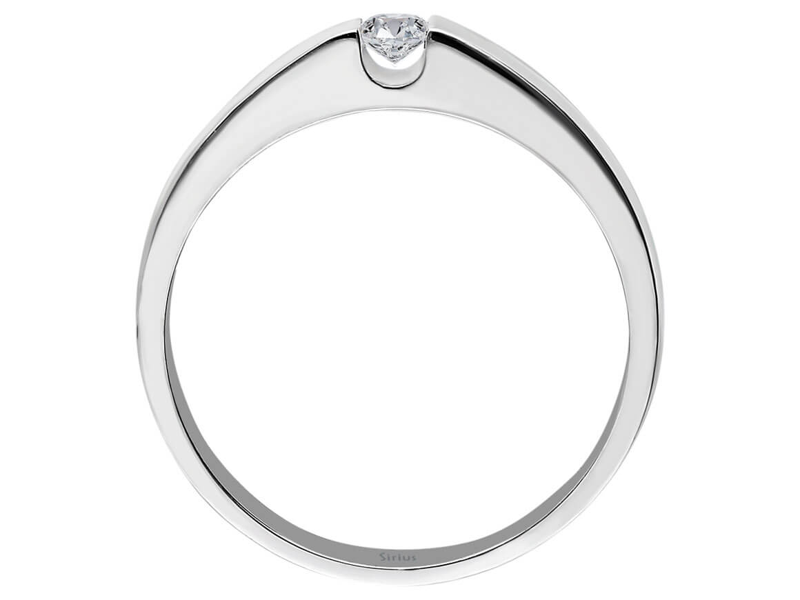 0.11 carat diamond solitaire ring in 14 K white gold