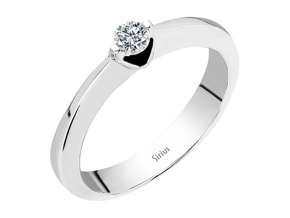 0,13 Carat Diamant Solitär Ring in 14 Karat Weissgold – handgefertigter Diamantschmuck aus Feingold | Sirius Diamant