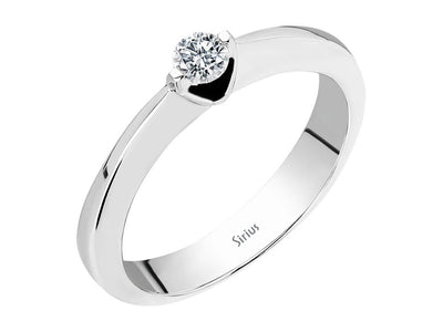0.13 carat diamond solitaire ring in 14 carat white gold
