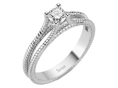 0.35 carat diamond solitaire ring in 14 K white gold