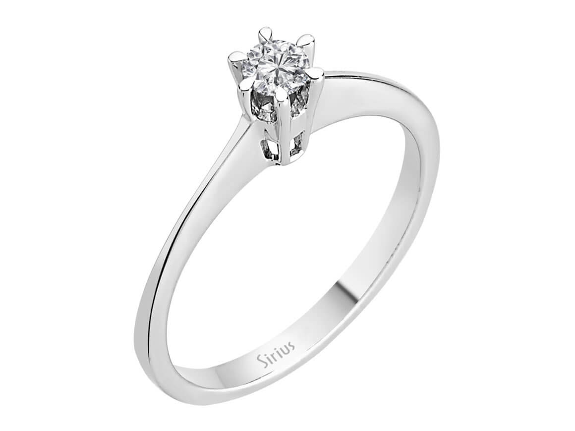 Bague solitaire en or blanc 14 carats avec diamant de 0,15 carat