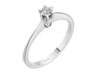 Bague solitaire en or blanc 14 carats avec diamant de 0,15 carat