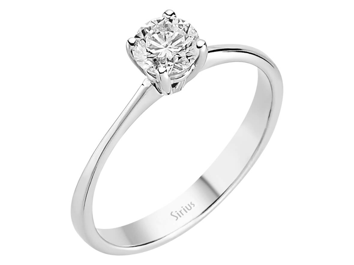 0,51 Carat Diamant Solitaire Ring in 585er 14 Karat Weissgold - handgefertigter Diamantschmuck aus Feingold | Sirius Diamant