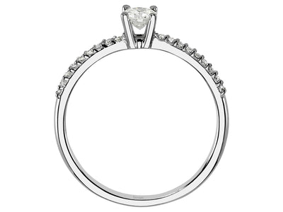0.23 total carat diamond solitaire ring in 14 K white gold