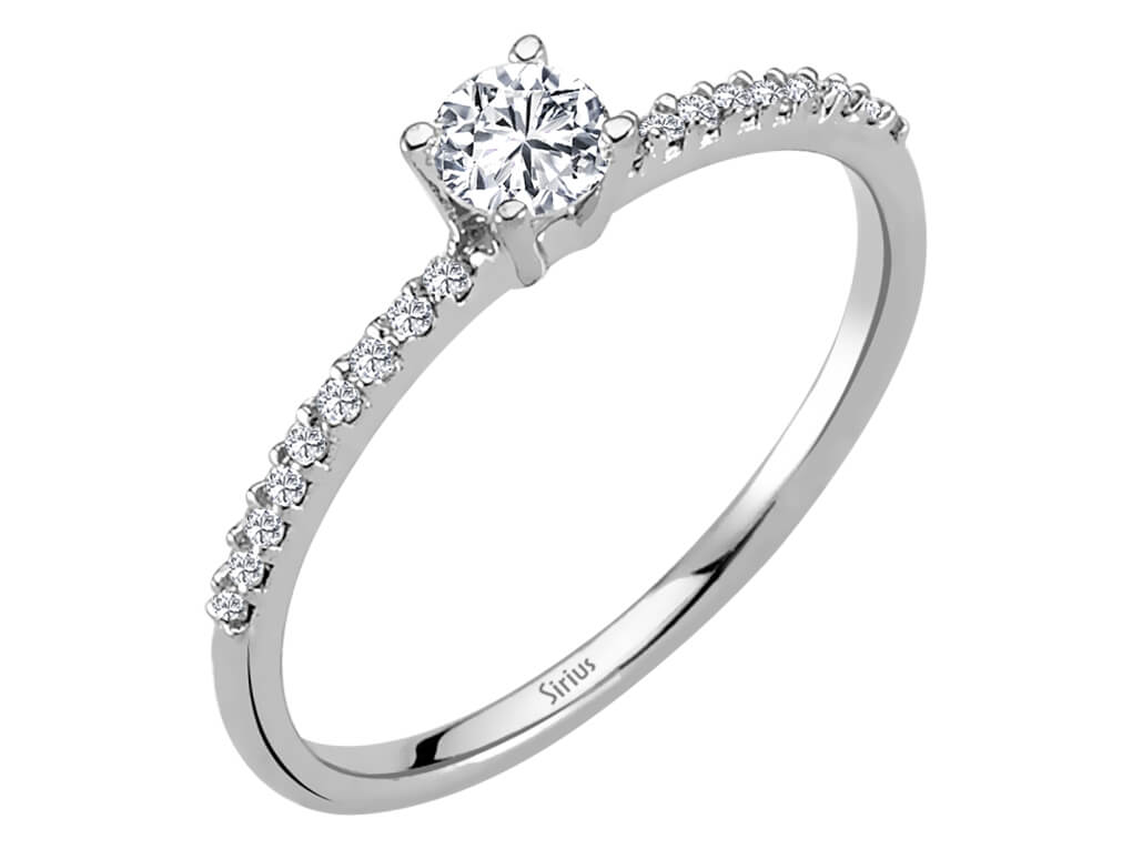 0.23 total carat diamond solitaire ring in 14 K white gold