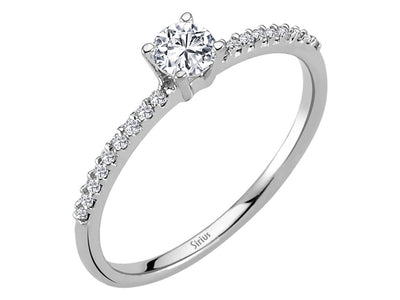 0.23 total carat diamond solitaire ring in 14 K white gold