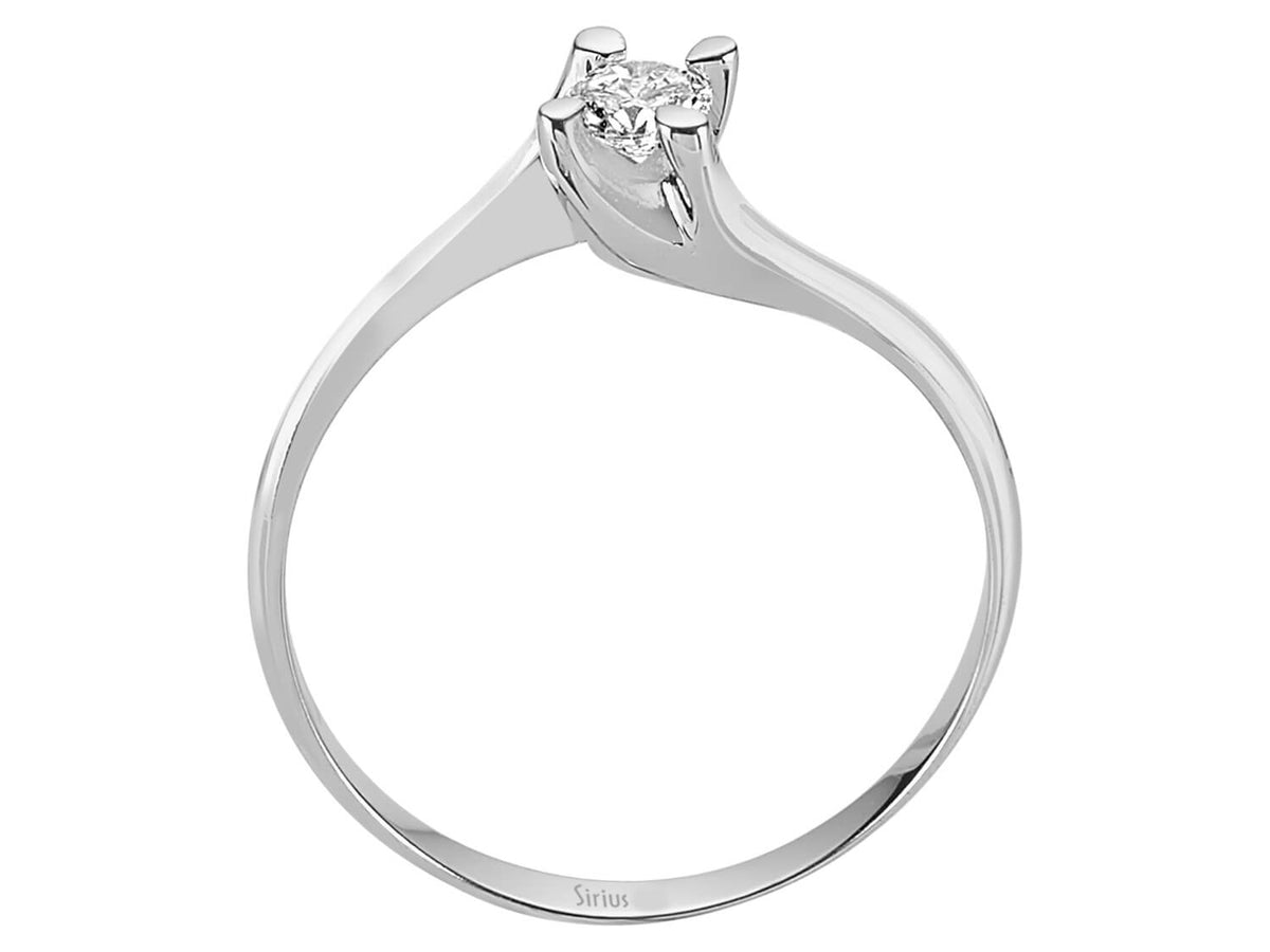 0,19 Karat Diamant Solitaire Ring in 585er 14K Weißgold - handgefertigter Diamantschmuck aus Feingold | Sirius Diamant
