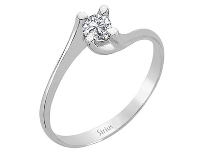 Bague solitaire en or blanc 14 carats avec diamant de 0,19 carat